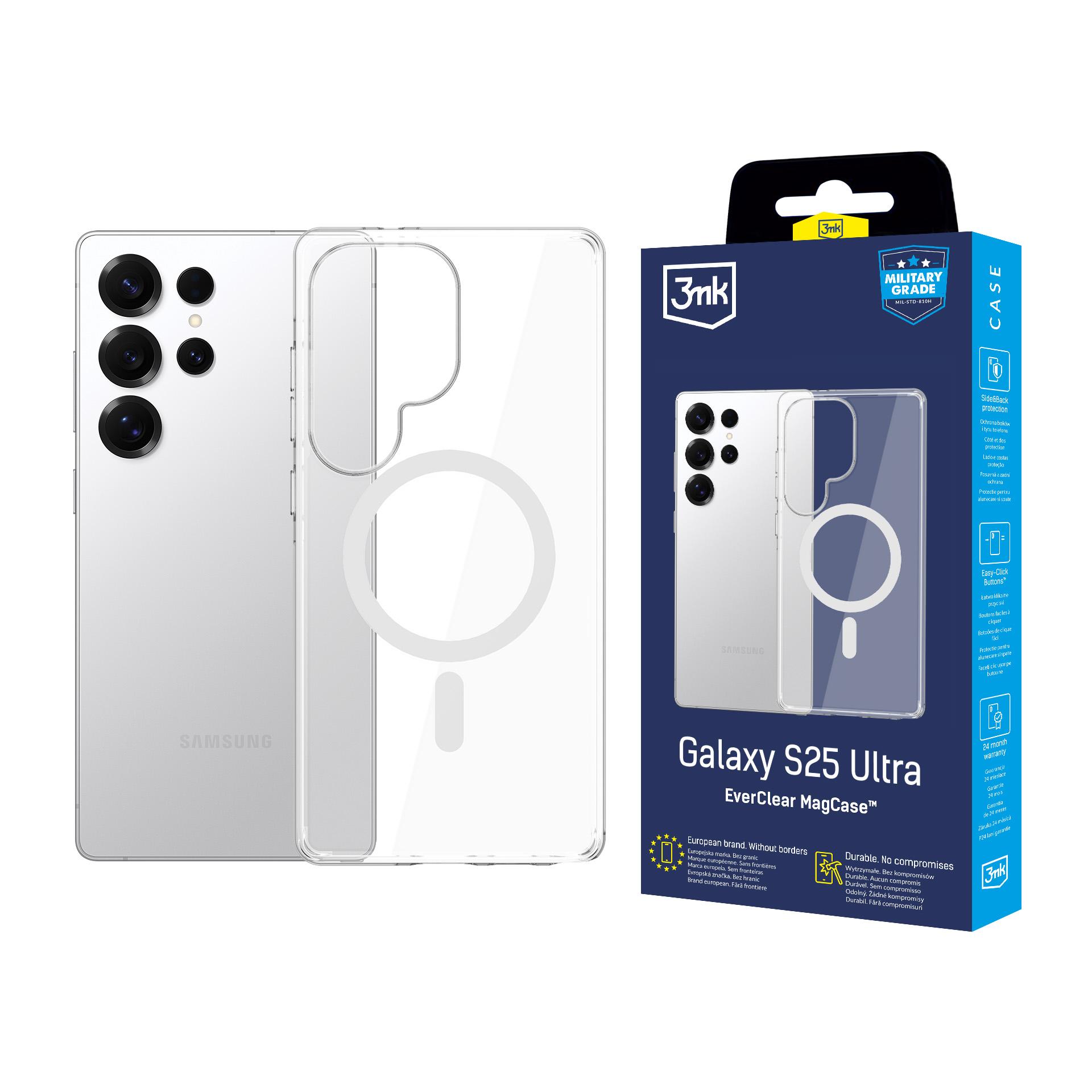 3mk EverClear Magnetinis dėklas telefonui Samsung Galaxy S25 Ultra - skaidrus