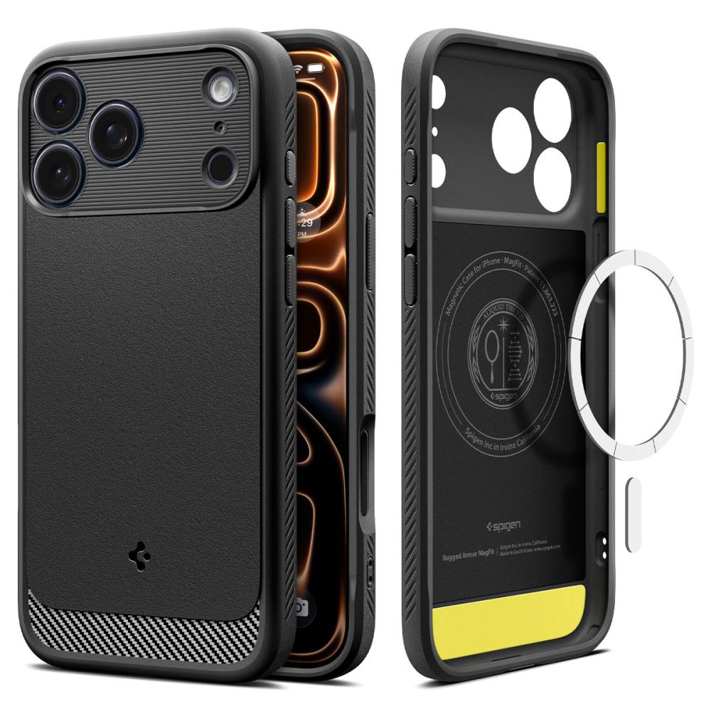 Spigen Rugged Armor Mag Magnetinis dėklas telefonui iPhone 17 Pro Mat - matinė juoda