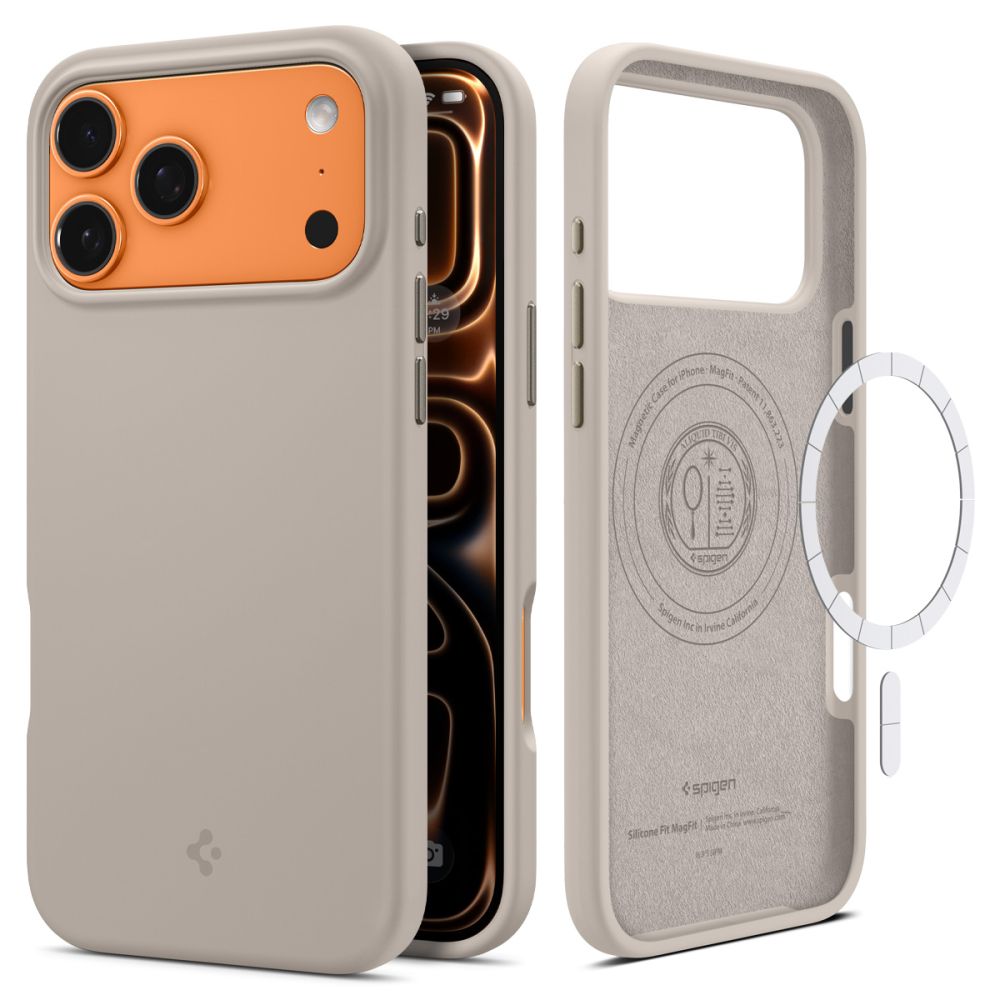 Spigen Silicone Fit Magnetinis dėklas telefonui iPhone 17 Pro Max - Pilkas