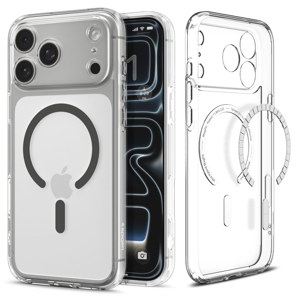 Spigen Ultra Hybrid Magnetinis dėklas telefonui iPhone 17 Pro Max - skaidrus pilkas