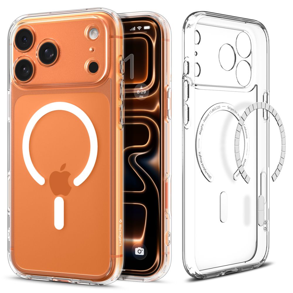 Spigen Ultra Hybrid Magnetinis dėklas telefonui iPhone 17 Pro Max - skaidrus ir baltas