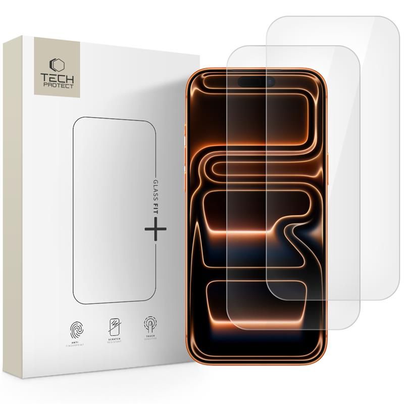 Tech-Protect Glass Fit+ 2-jų rinkinys grūdintas stiklas iPhone 16 Pro Max / 17 Pro Max - skaidrus