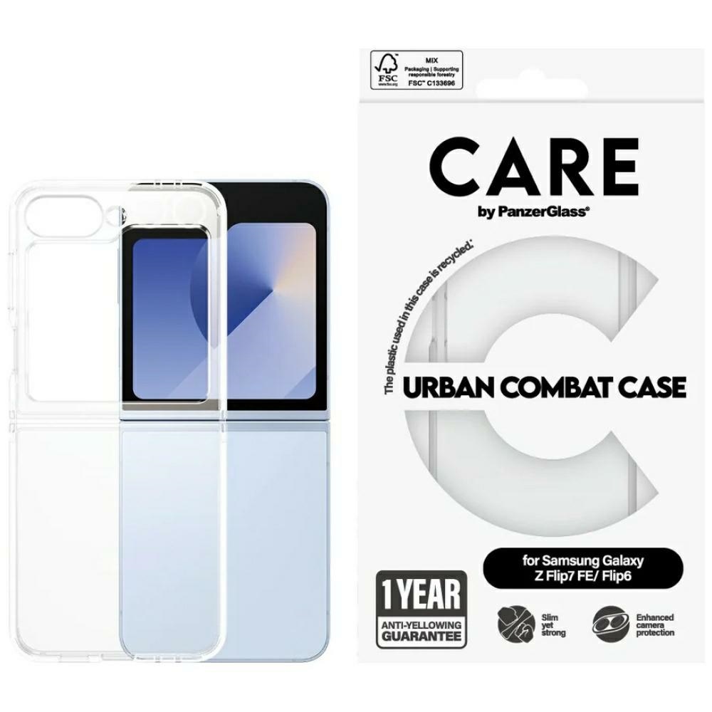 CARE by PanzerGlass Flagship Urban Combat Dėklas telefonui skirtas Samsung Galaxy Z Flip 7 FE / Flip 6 - Skaidrus
