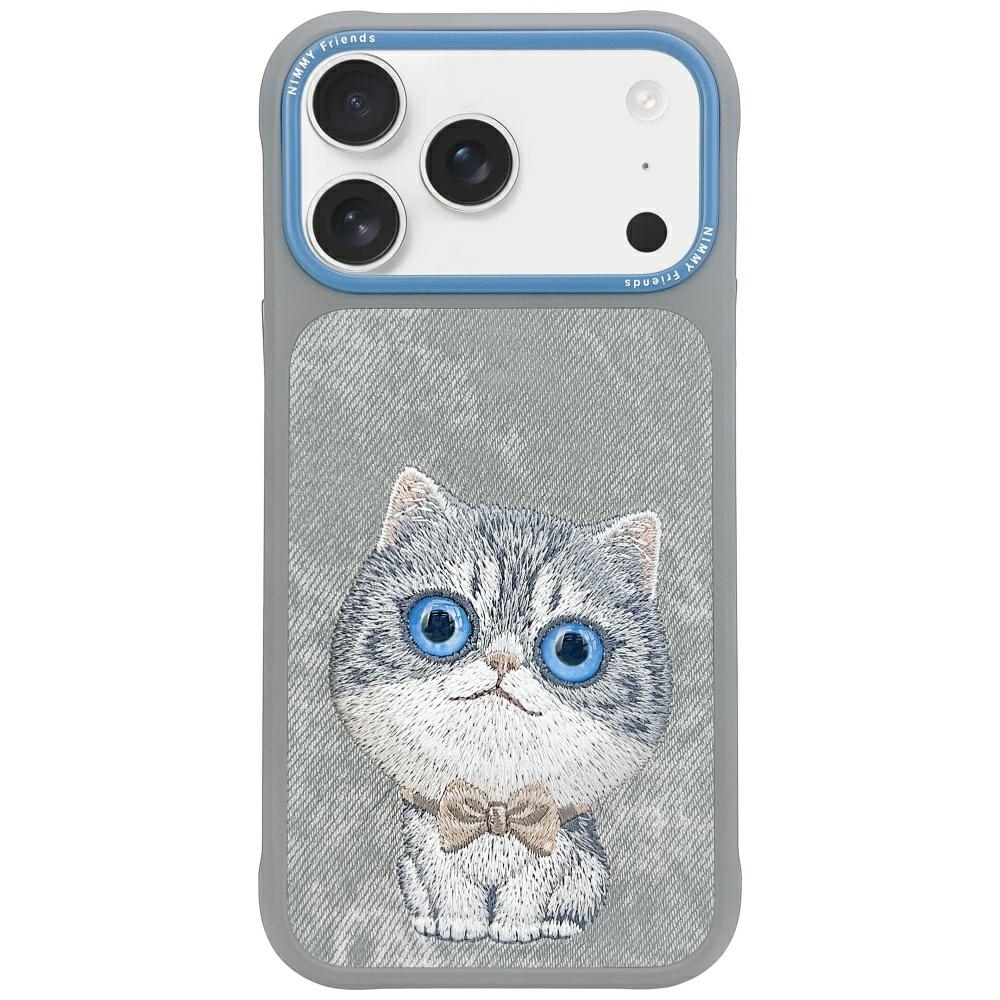 Nimmy Big Eyed Pet 2.0 katės dėklas telefonui iPhone 17 Pro - pilkas