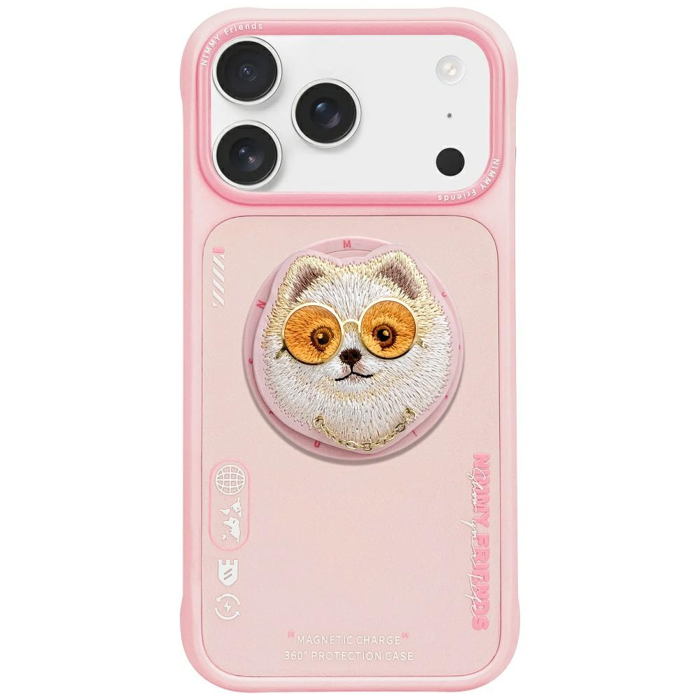 Nimmy Glasses Cool Dog magnetinis dėklas telefonui iPhone 17 - rožinis
