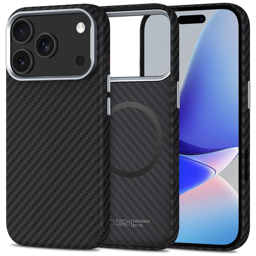 Tech-Protect Ion Carbon Magnetinis dėklas telefonui iPhone 17 Pro Max - Pilkas/Juodas