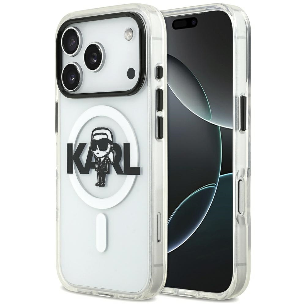 Karl Lagerfeld IML Karl Eskizas Logotipas Magnetinis dėklas telefonui iPhone 17 Pro - skaidrus