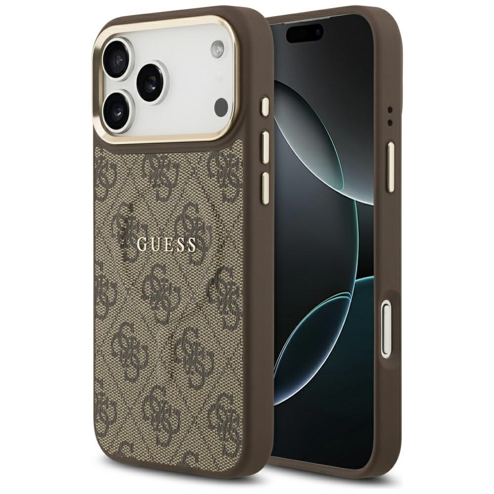 Guess 4G PU Classic Logo Magnetinis dėklas telefonui iPhone 17 Pro Max - rudas