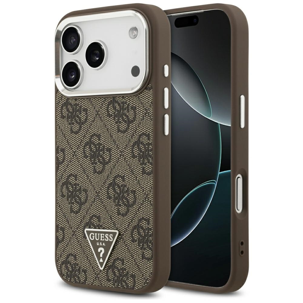 Guess 4G Triangle Logo Magnetinis dėklas telefonui iPhone 17 Pro - rudas