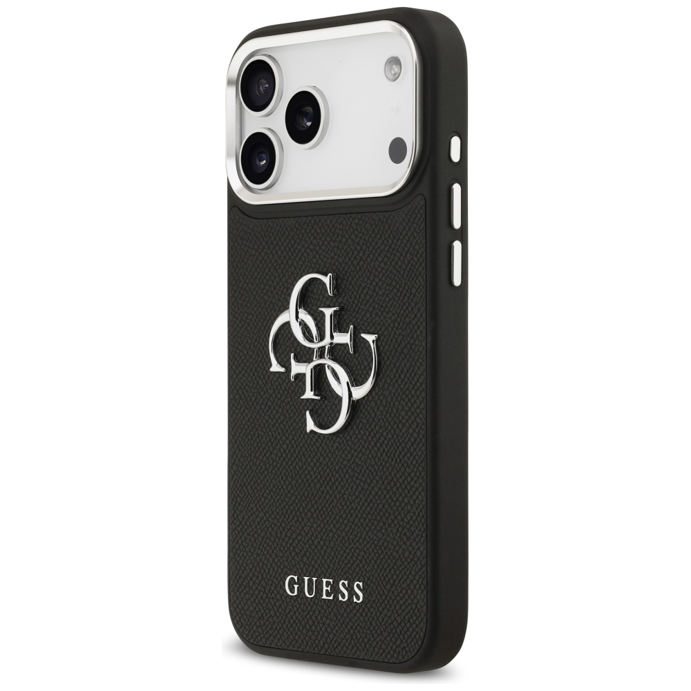 Guess Grained Big 4G Classic Logo dėklas telefonui iPhone 17 Pro Max - juodas