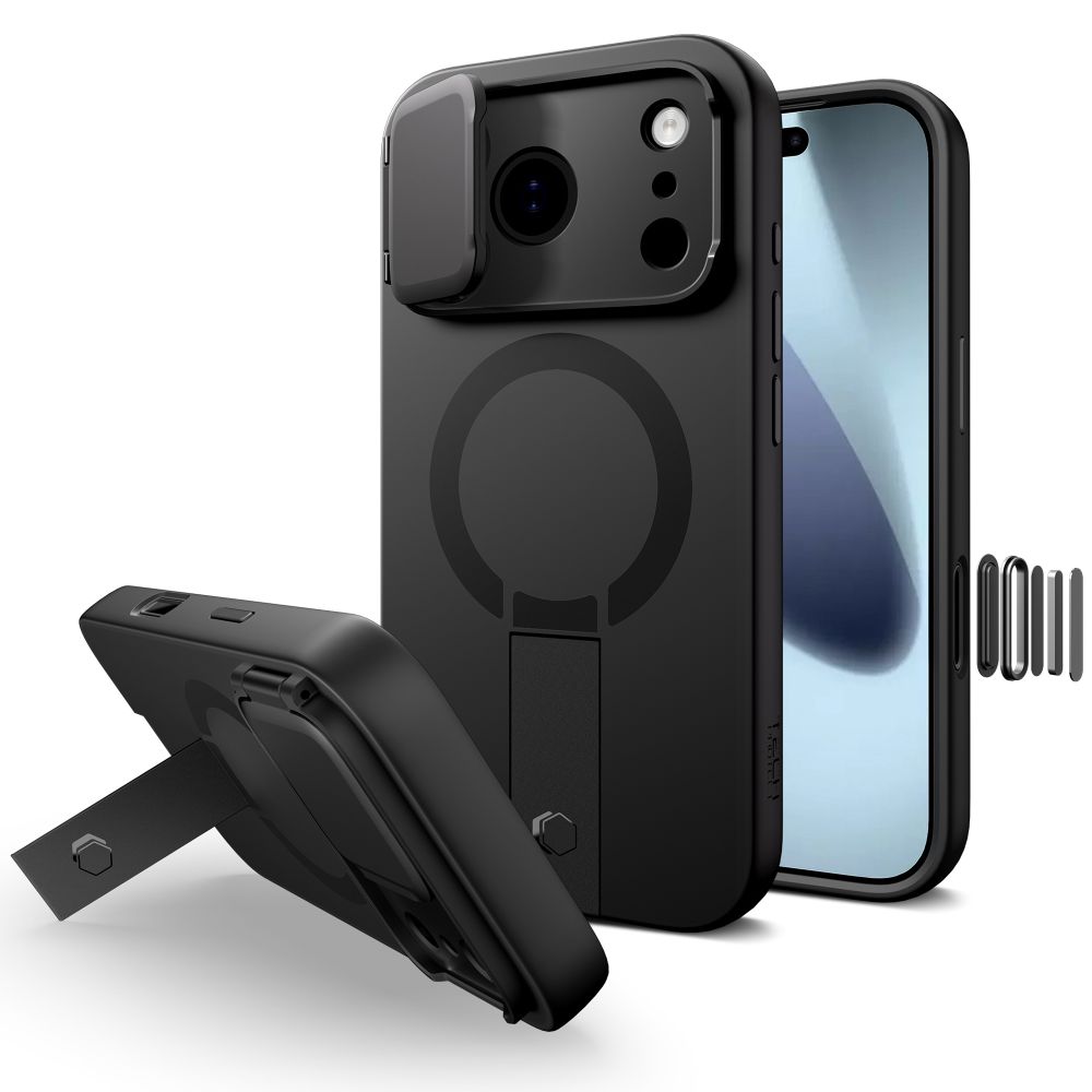 Tech-Protect Kevlar Aura Magnetinis dėklas telefonui iPhone 17 Pro Max - juodas