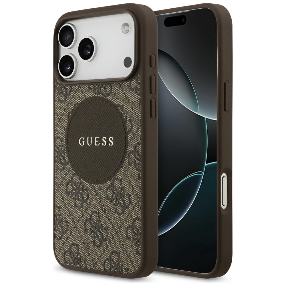 Guess 4G Circle Classic Logo Magnetinis dėklas telefonui iPhone 17 Pro Max - ruda