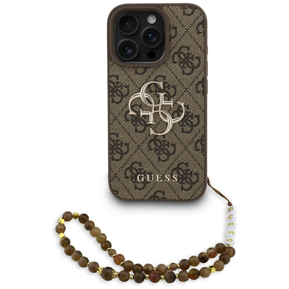 Guess 4G Strap 4G Classic Logo dėklas telefonui iPhone 16 Pro - ruda