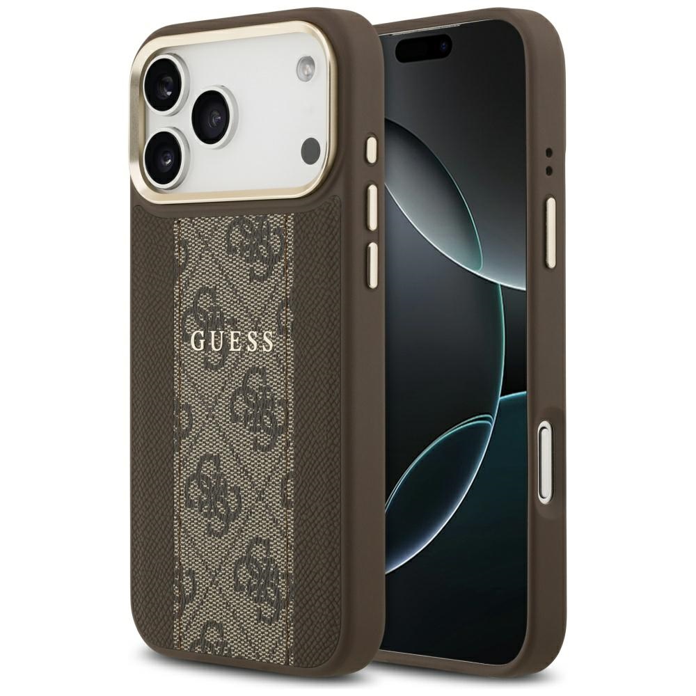 Guess 4G Stripe Magnetinis dėklas telefonui iPhone 17 Pro Max - ruda
