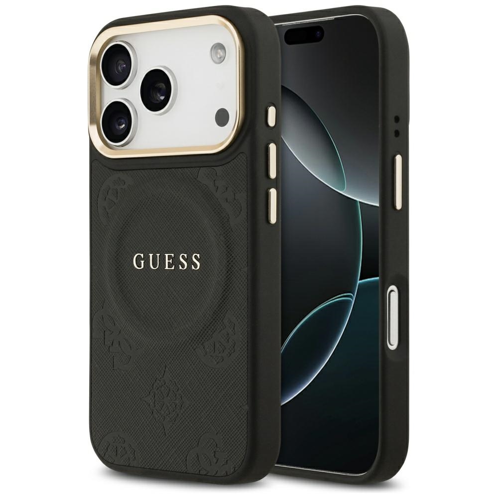 Guess Peony Hot Stamp MagSafe dėklas telefonui iPhone 17 Pro Max - juodas