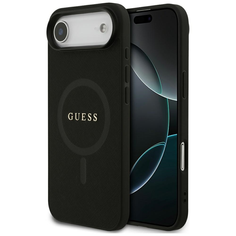 Guess Saffiano Classic Logo Magnetinė dėklas telefonui iPhone Air - juoda