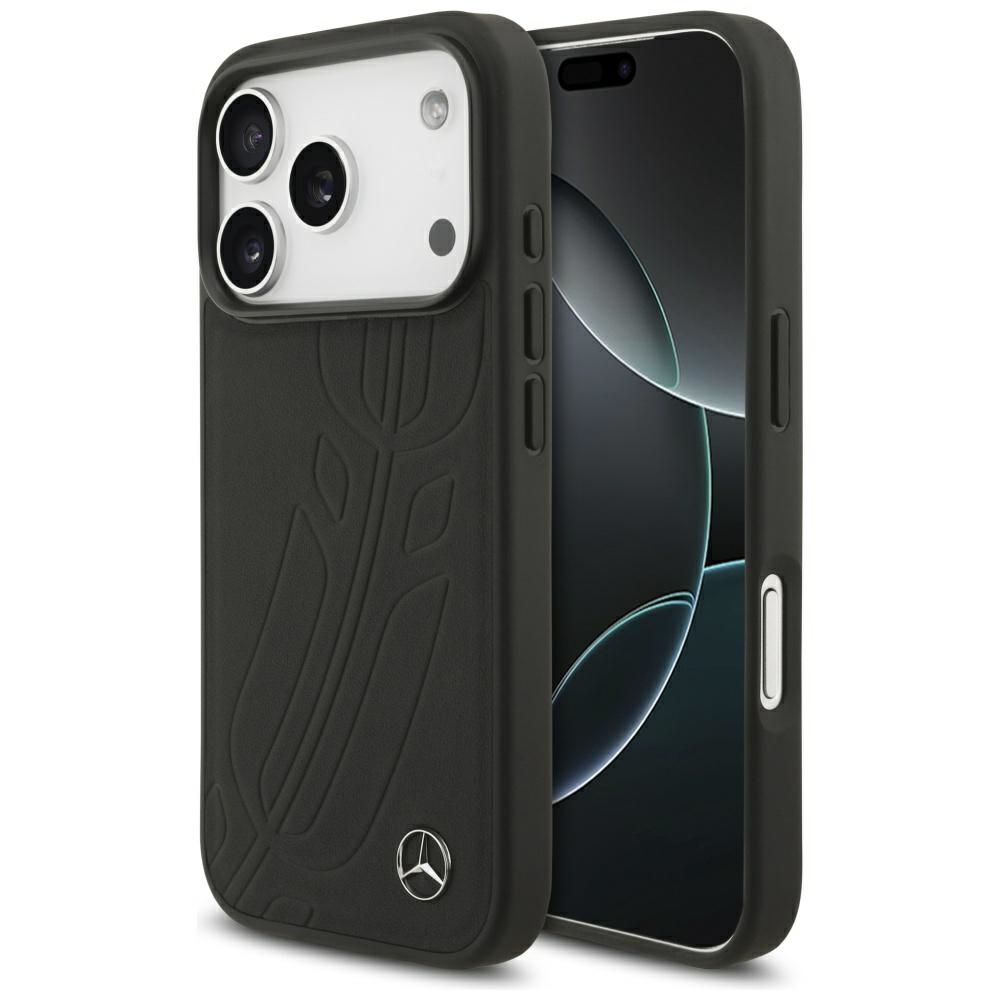 Mercedes Odinis Didelis Laurel Lapų Magnetinis Dėklas telefonui iPhone 17 Pro - Juodas