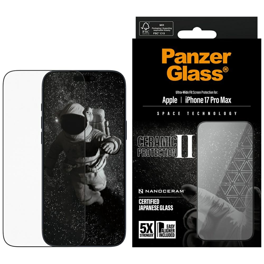 PanzerGlass Ceramic II Ultra-Wide Fit EasyAligne grūdintas stiklas iPhone 17 Pro Max