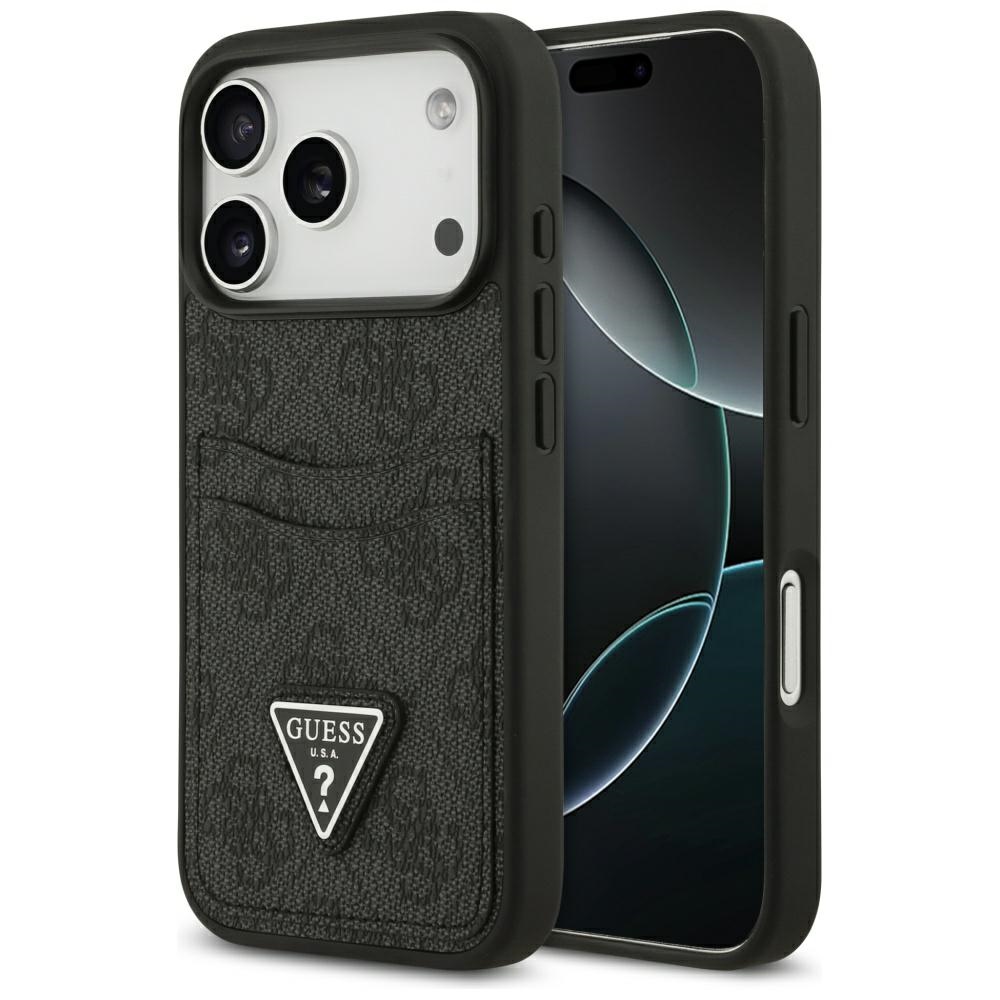 Guess 4G Nauble Card Triangle dėklas iPhone 17 Pro - juodas