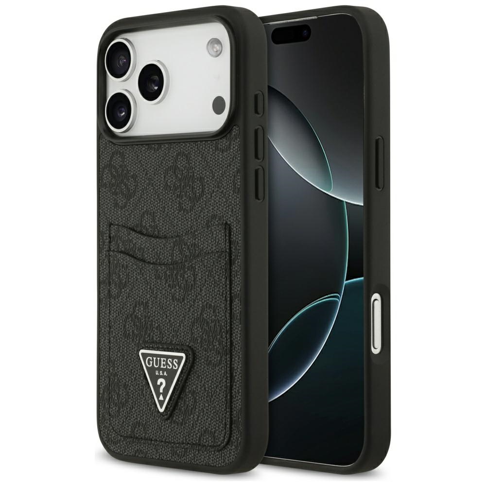 Guess 4G Nauble Card Triangle dėklas iPhone 17 Pro Max - juodas