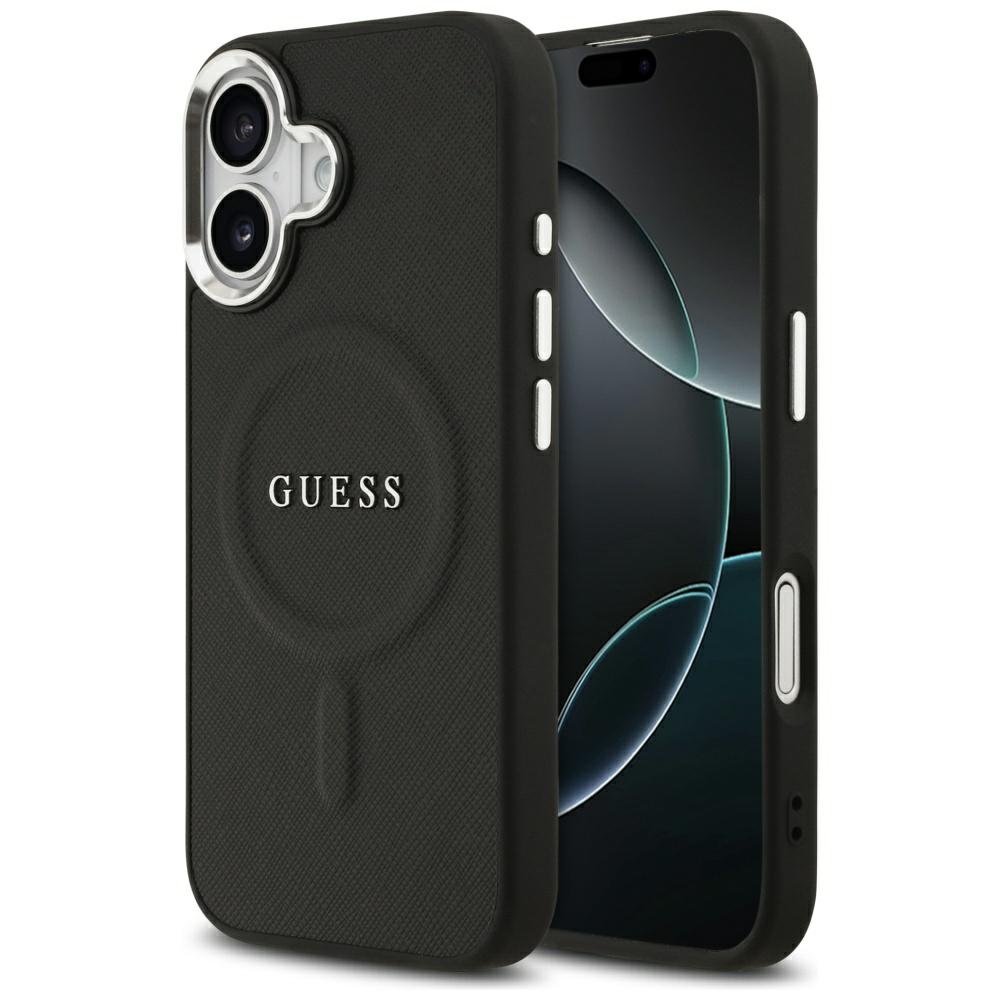 Guess klasikinio logotipo magnetinis dėklas, skirtas iPhone 17 – juodas