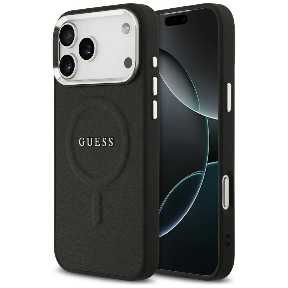 Guess Classic Logo Magnetinis dėklas telefonui iPhone 17 Pro Max - juodas