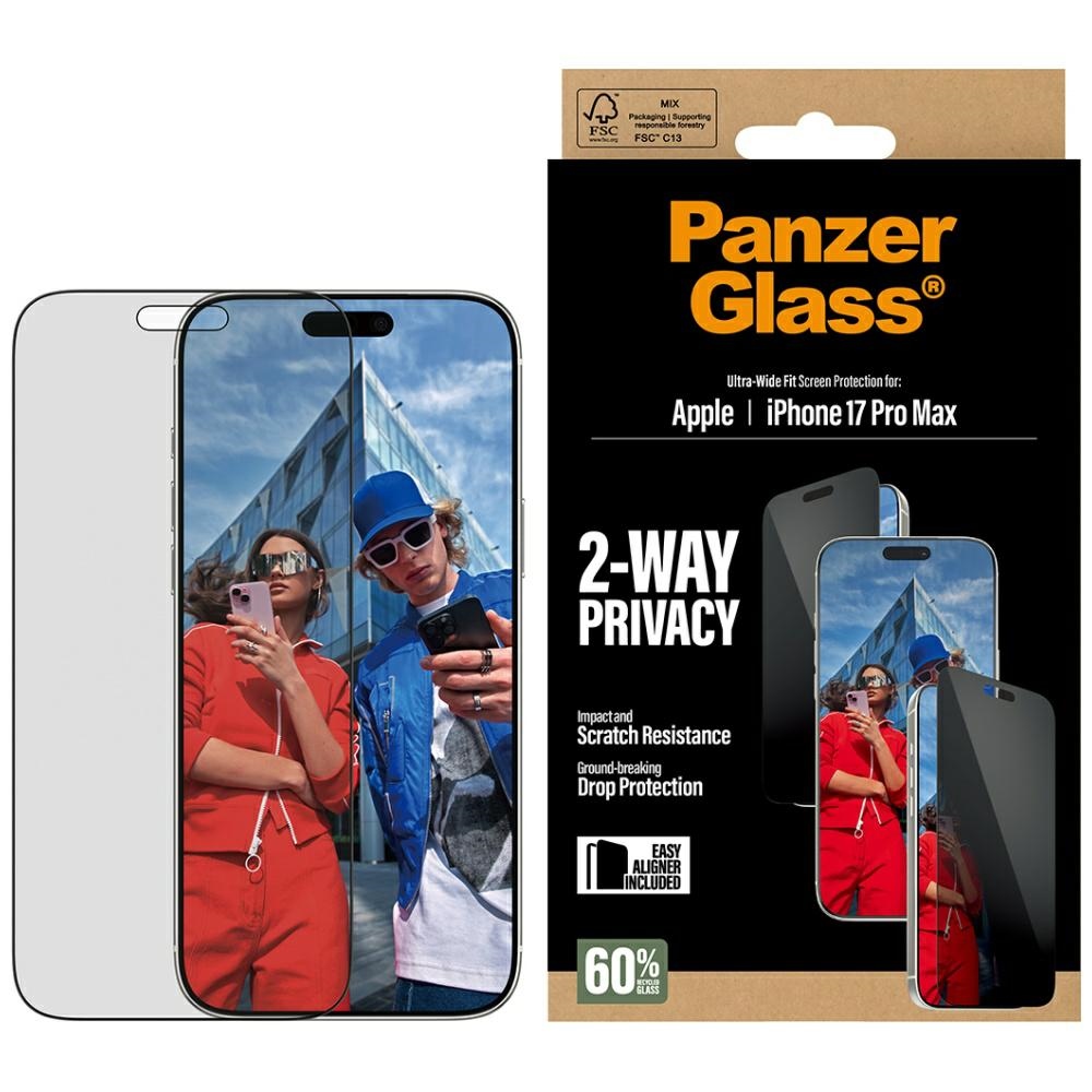 PanzerGlass Ultra-Wide Fit EasyAligner privatumo stiklas iPhone 17 Pro Max