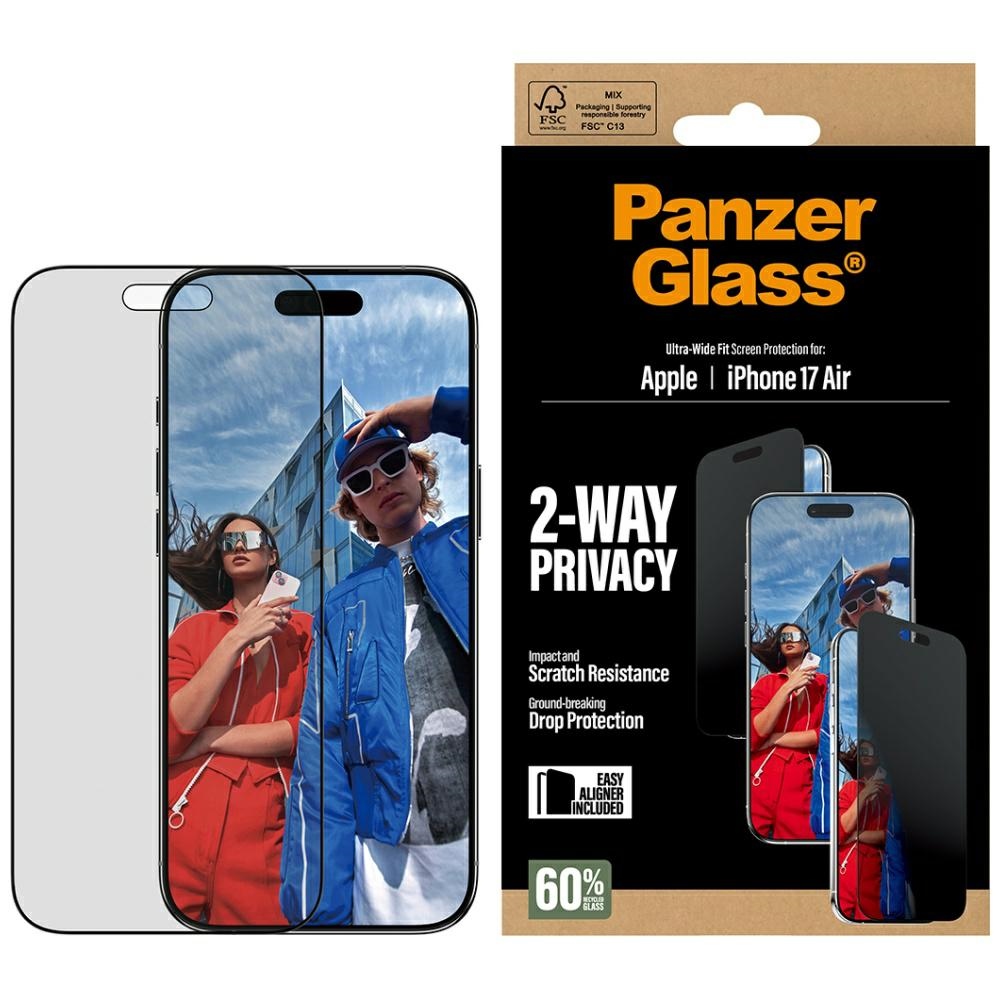 PanzerGlass Ultra-Wide Fit EasyAligner privatumo stiklas iPhone Air