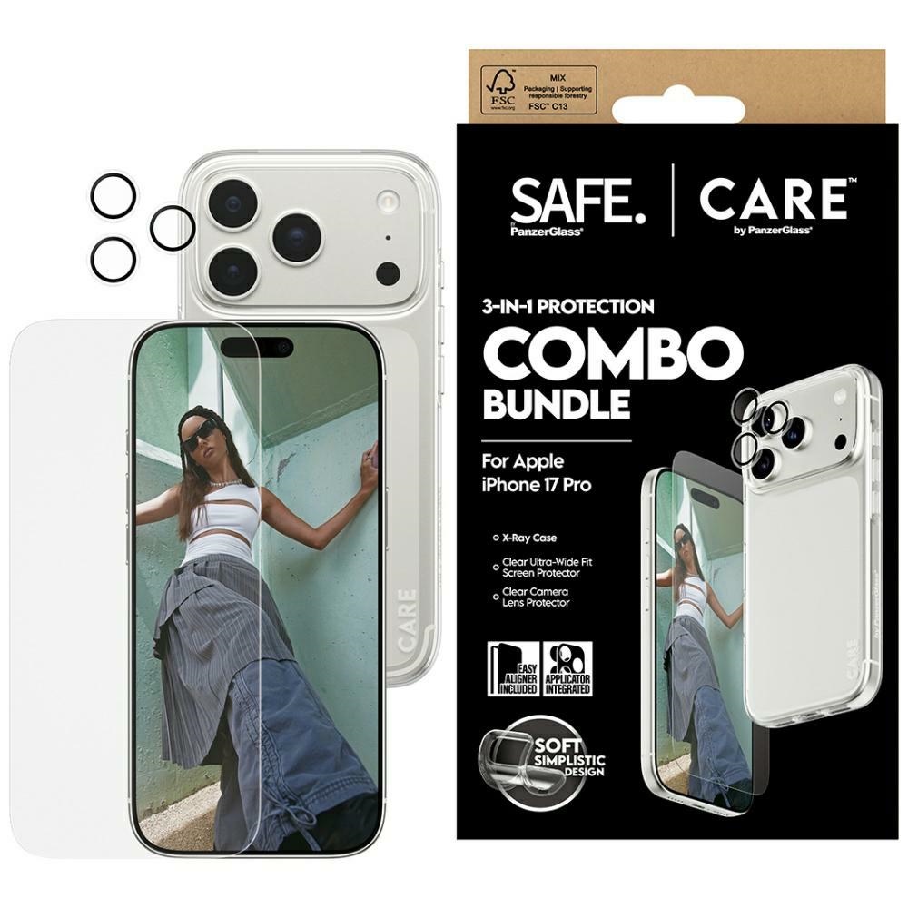 CARE by PanzerGlass madingas rinkinys 3in1 dėklas + stiklas + lęšis iPhone 17 Pro