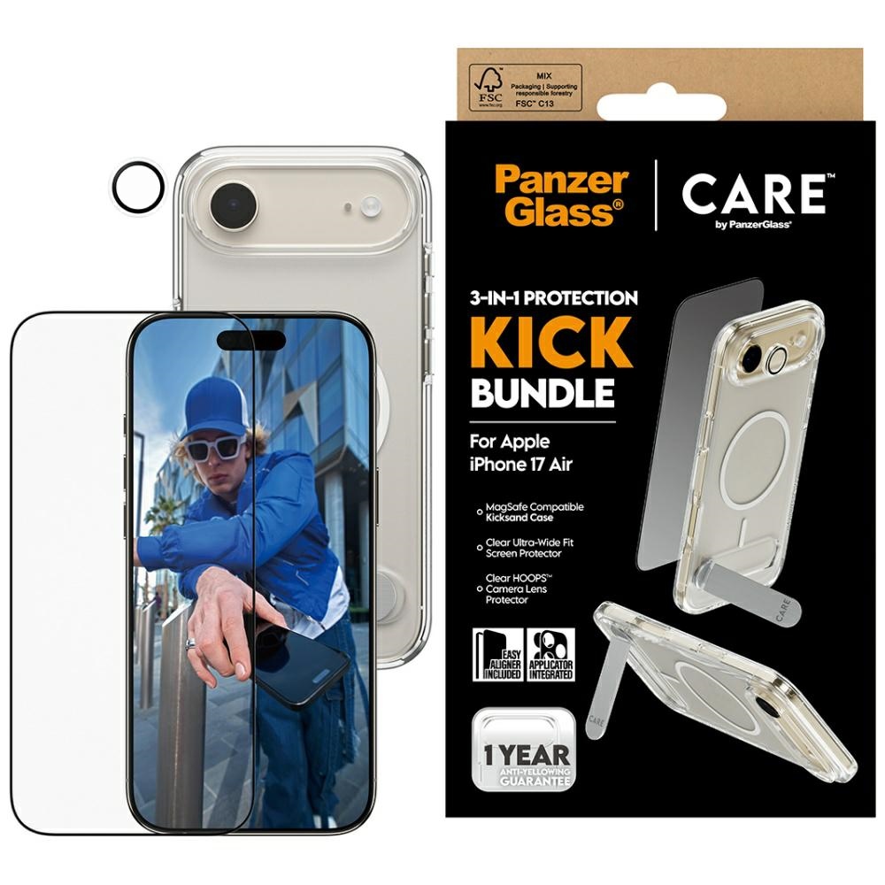 CARE by PanzerGlass funkcionalus rinkinys 3in1 dėklas + stiklas + lęšis iPhone Air