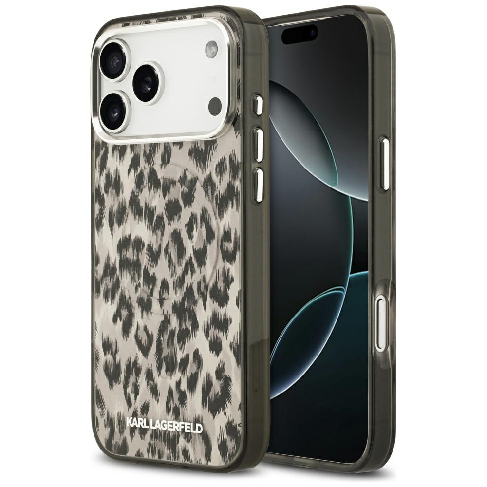 Karl Lagerfeld IML Leopardinio rašto Magnetinis dėklas telefonui iPhone 17 Pro Max - ruda