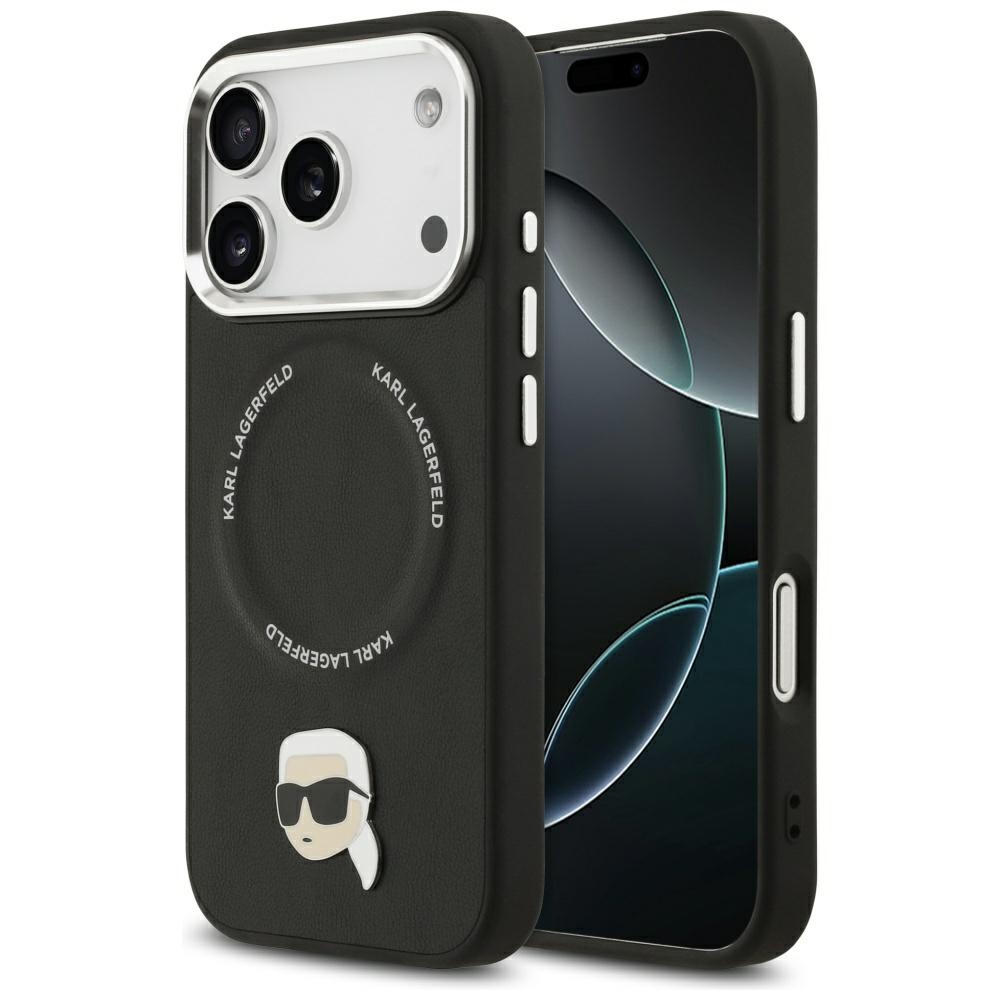 Karl Lagerfeld Karl Pin Magnetinis dėklas telefonui iPhone 17 Pro - Juodas
