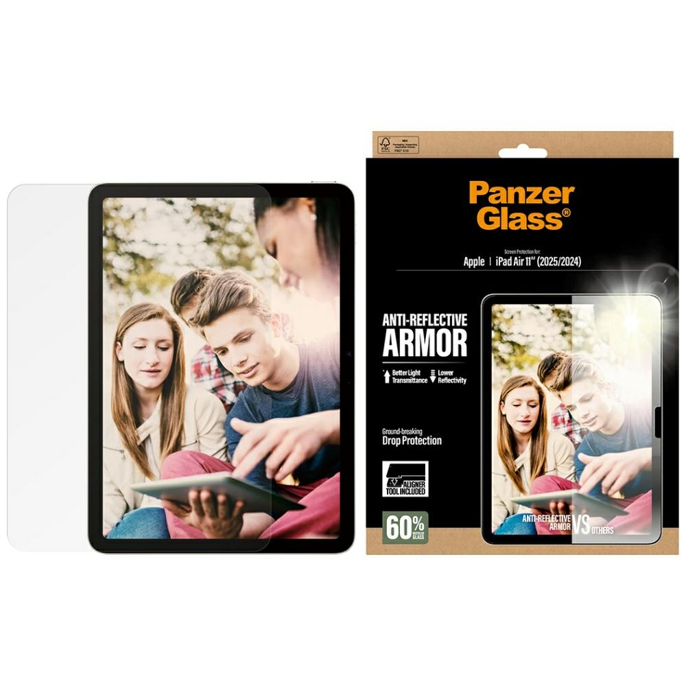 PanzerGlass Ultra-Wide Fit Atspindintis šarvuotas apsauginis stiklas iPad Air 11" 2025 (7th Gen.) / iPad Air 11" 2024 (6th Gen.)