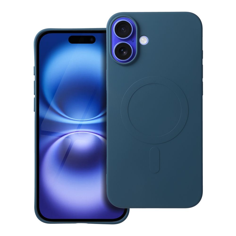 SILIKONINIS MAGNETINIS DĖKLAS (didelė skylė) suderinamas su MagSafe IPHONE 16 Plus mėlynas