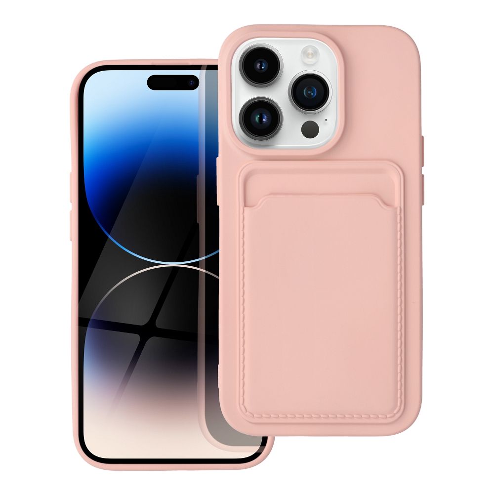 Kortelių dėklas telefonui IPHONE 14 Pro rožinis