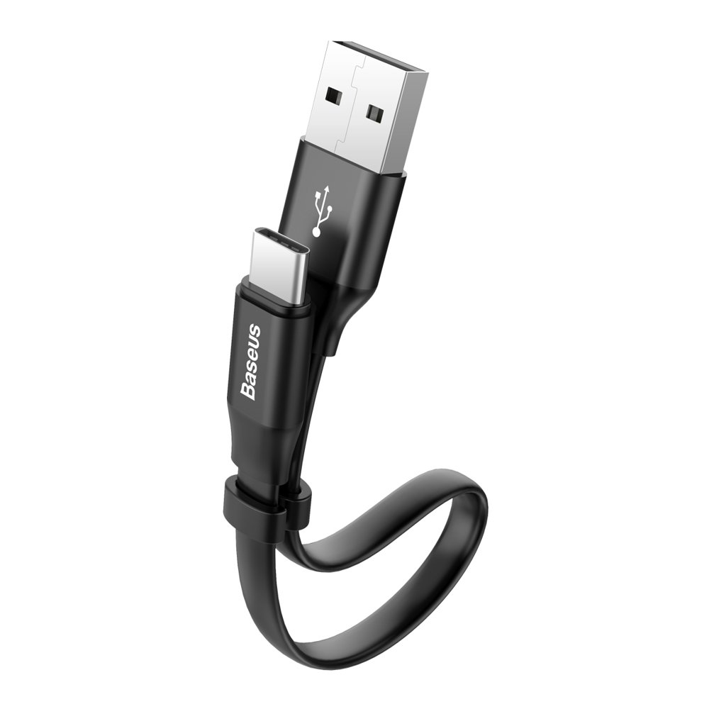 Baseus Nimble plokščias kabelis USB / USB-C kabelis su laikikliu 2A 0.23M juodas (CATMBJ-01)