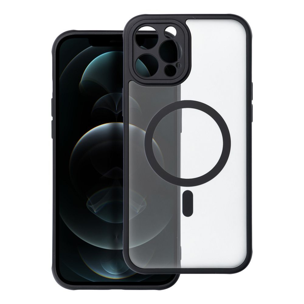 Dėklas telefonui – pilnai matinis magnetinis dėklas, suderinamas su MagSafe IPHONE 12 Pro Max, juodas