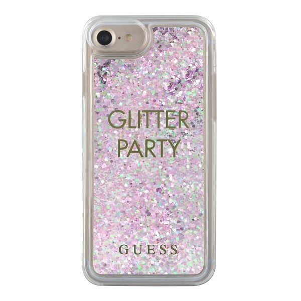 Guess GUHCP7GLUQPU iPhone 6/7/8 /SE 2020 / SE 2022 violetinis/kietas dėklas Liquid Glitter Party