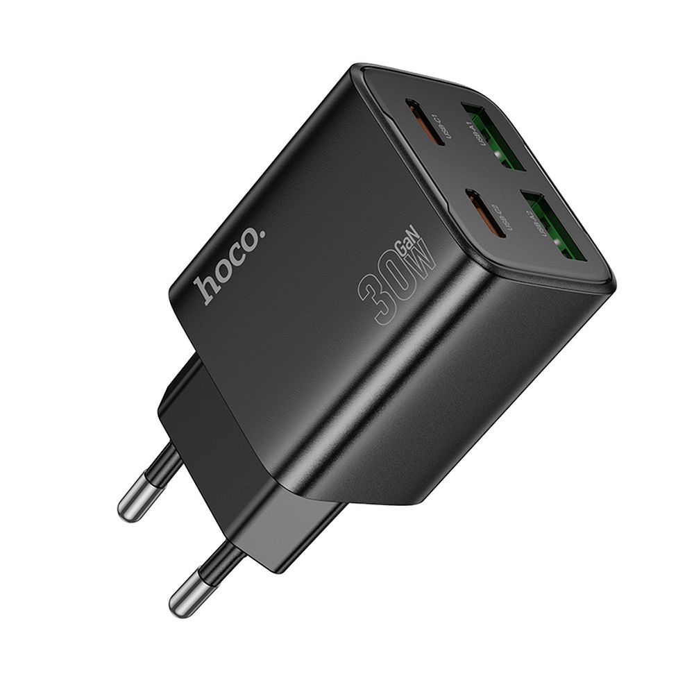 Įkroviklis telefonui Hoco 2 x USB C + 2 x USB A QC3.0 PD 3A 30W N56 juodas