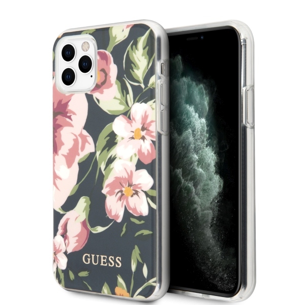 Guess N.3 Gėlių kolekcijos dėklas iPhone 11 Pro Max - tamsiai mėlynas