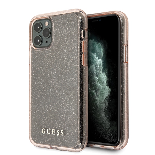 Guess GUHCN58PCGLPI iPhone 11 Pro sidabriškas kietasis dėklas Glitter
