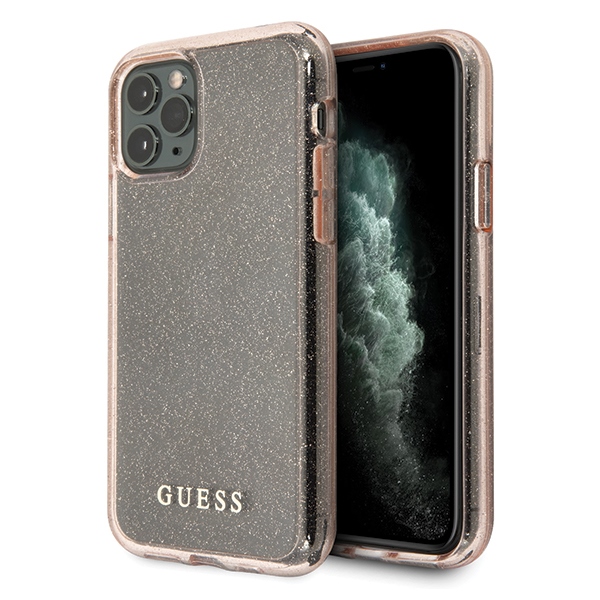 Guess GUHCN65PCGLPI iPhone 11 Pro Max rožinis kietasis dėklas Glitter