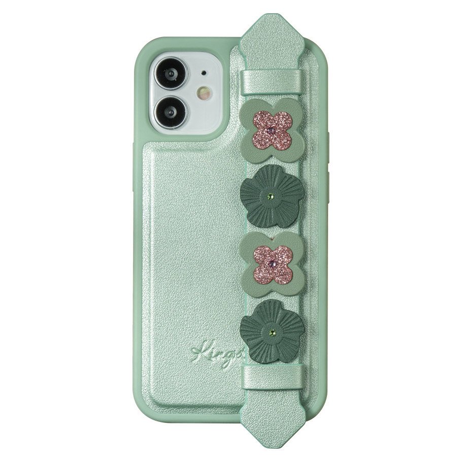 Kingxbar Sweet Series dėklas telefonui dekoruotas originaliais Swarovski kristalais iPhone 12 Pro Max žalias