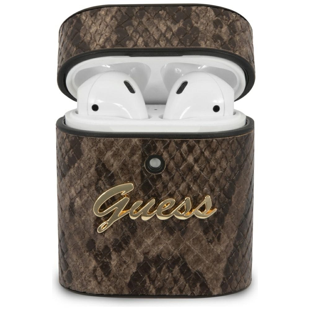 Guess GUACA2PUSNSMLBR AirPods 1/2 dėklas rudas/rudas Python kolekcija