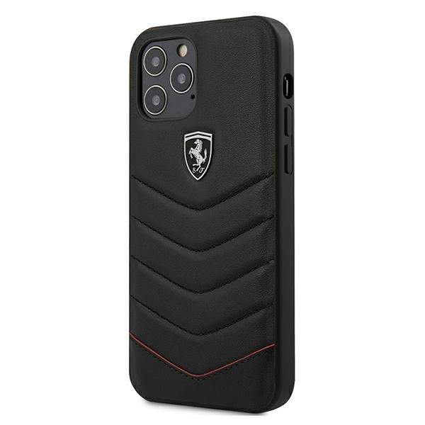 Ferrari FEHQUHCP12LBK iPhone 12 Pro Max 6.7" juodas/juodas kietas dėklas Off Track Quilted