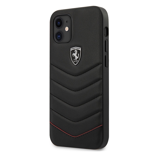 Ferrari FEHQUHCP12SBK iPhone 12 mini 5.4" juodas/juodas kietas dėklas Off Track Quilted