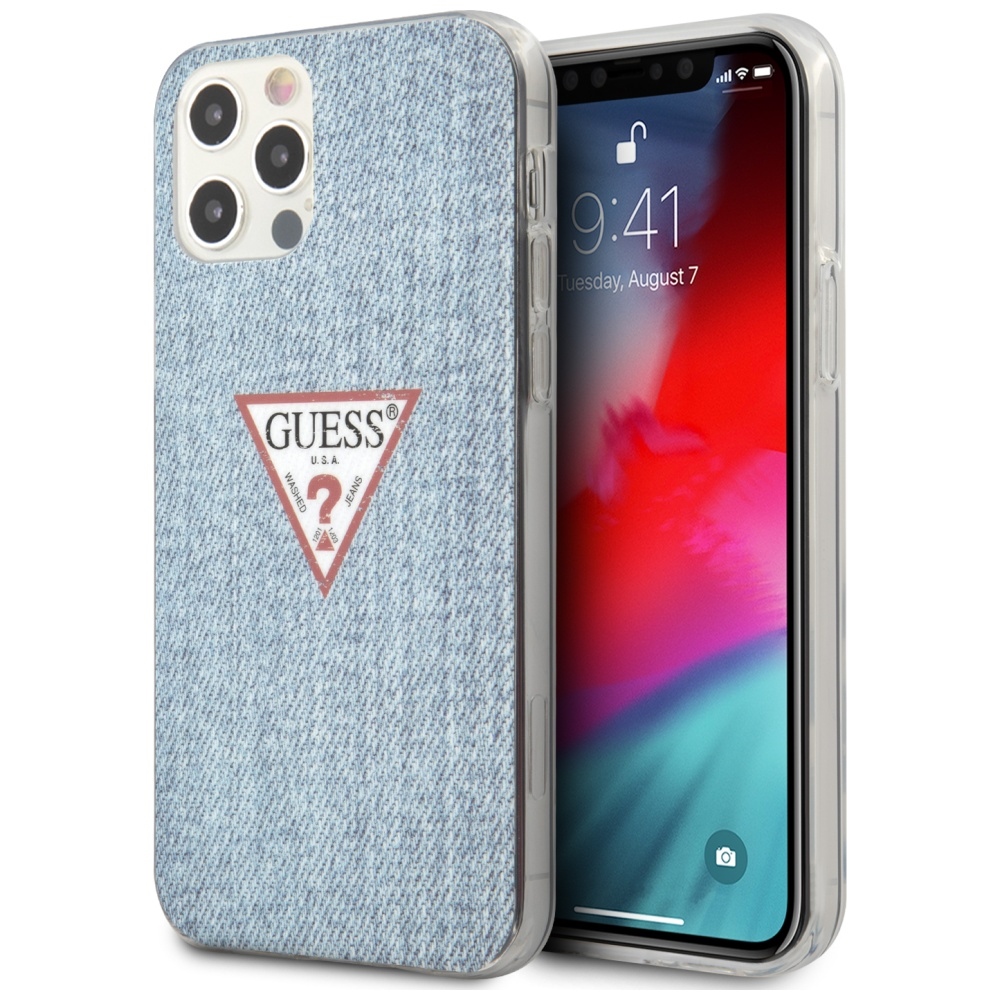 Guess GUHCP12LPCUJULLB iPhone 12 Pro Max 6.7" mėlynas/šviesiai mėlynas kietas dėklas Jeans kolekcija