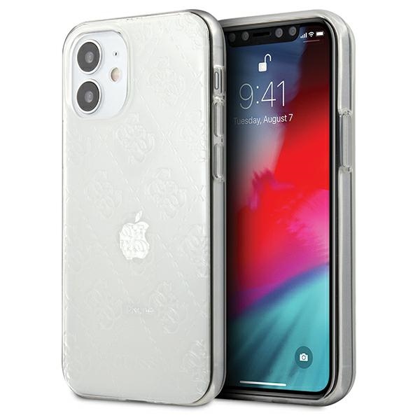 Guess GUHCP12S3D4GTR iPhone 12 mini 5.4" skaidrus kietas dėklas 4G 3D rašto kolekcija