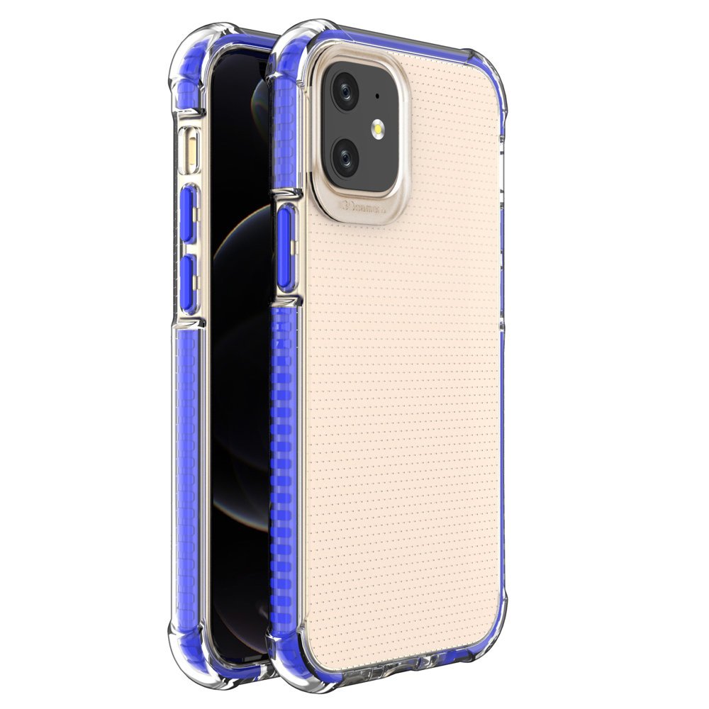 Spring Armor Skaidrus TPU gel dėklas su spalvotu rėmeliu iPhone 12 mini mėlynas