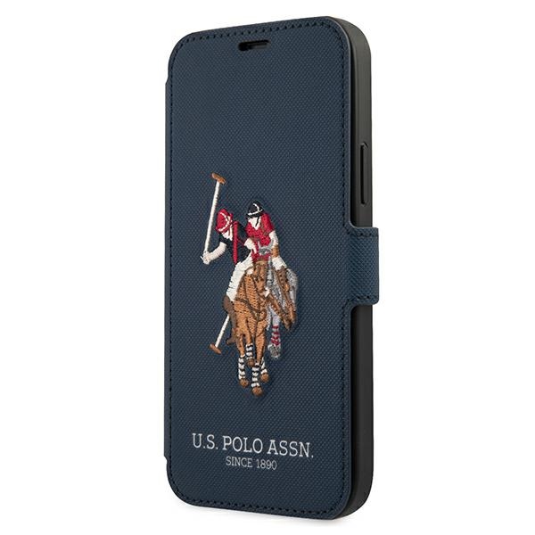 US Polo USFLBKP12MPUGFLNV iPhone 12/12 Pro 6,1" mėlynas knygos tipo dėklas Polo Embroidery Collection